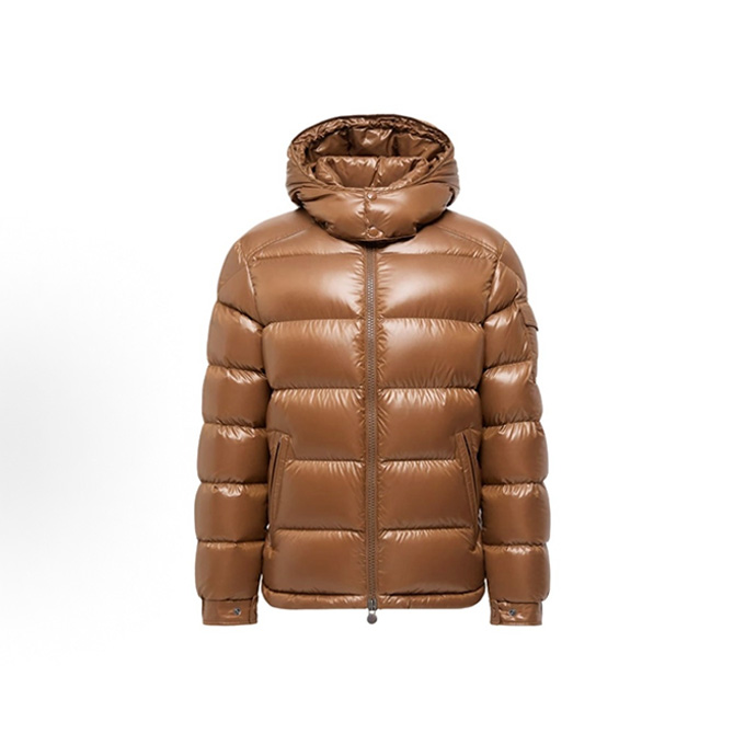 moncler maya hooded glossy down puffer jacket